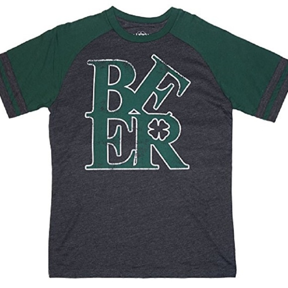 LUCKY TEE "BEER" MEN GRAY GREEN TEE - Picture 1 of 1